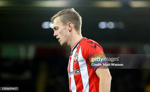 James Ward-Prowse of Southampton with the rainbow laces captains armband during the Premier League match between Southampton FC and Leicester City at...
