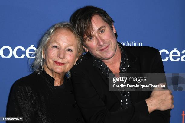 Agnes B and Thomas Dutronc attend the Tara OCean Foundation Gala At Le Bridge on December 01, 2021 in Paris, France.