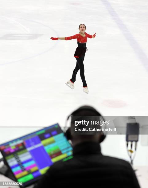 Fujino Alexander competes for the judges in the Intermediate Novice Girls Free Skate during Day Two of the British Figure Skating Championships at...