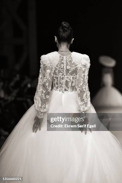 Model walks the runway at Hakan Akkaya x Cinderella Bridal Capsule Collection at Tersane Istanbul on November 30, 2021 in Istanbul, Turkey.