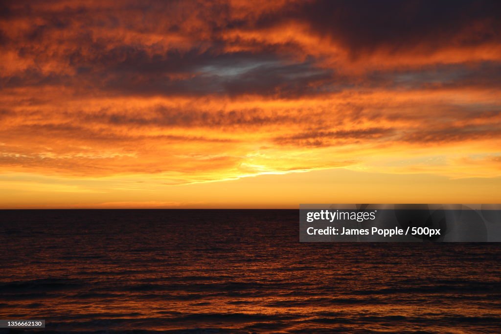 Glenelg South,Adelaide,Scenic view of sea against dramatic sky during sunset,S Esplanade,South Australia,Australia