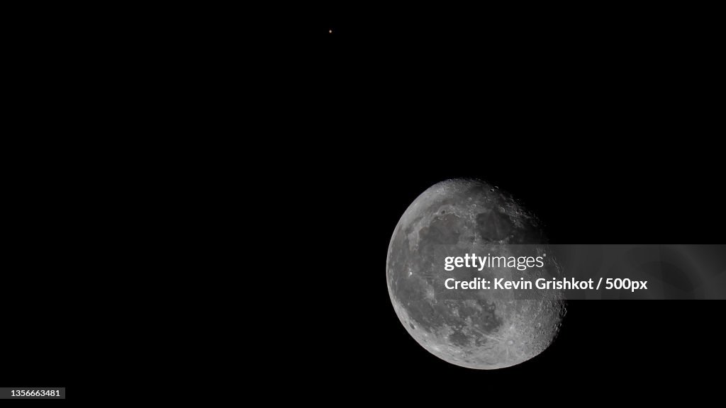Low angle view of moon against clear sky at night,United States,USA