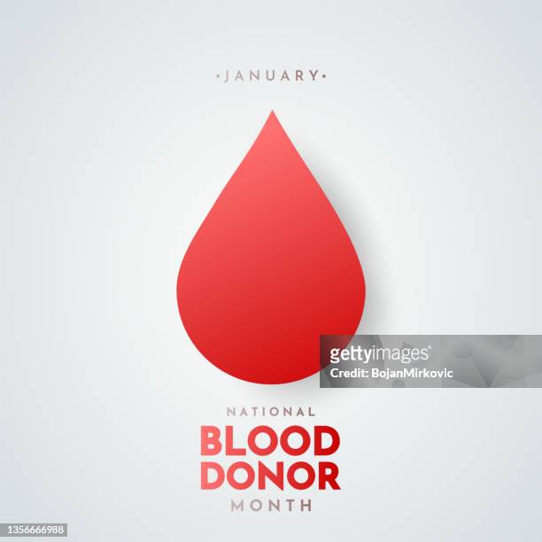 ilustraciones, imágenes clip art, dibujos animados e iconos de stock de mes nacional del donante de sangre, enero. vector - mes