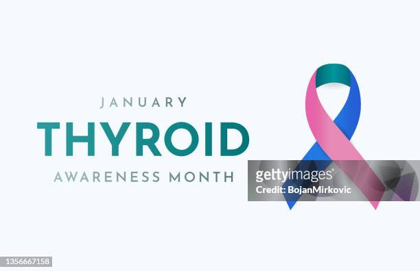 ilustraciones, imágenes clip art, dibujos animados e iconos de stock de mes de concientización sobre la tiroides, enero. vector - mes