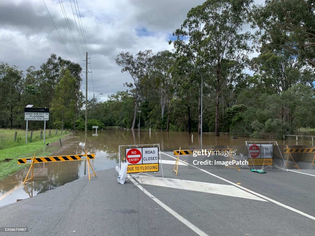 Flooded road closure