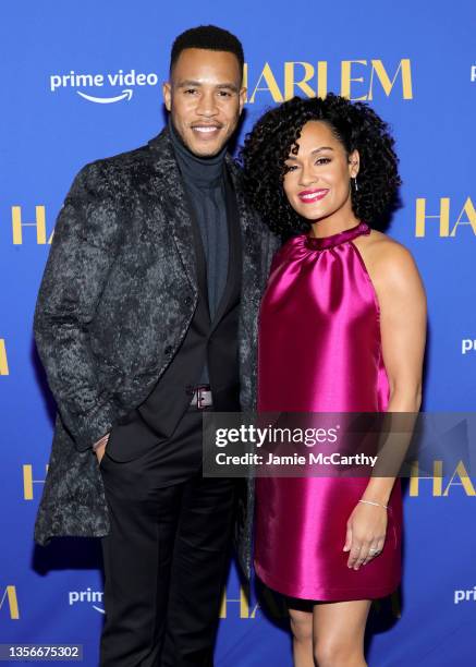 Trai Byers and Grace Byers attend Amazon's "Harlem" Series Premiere at AMC Magic Johnson Harlem on December 01, 2021 in New York City.