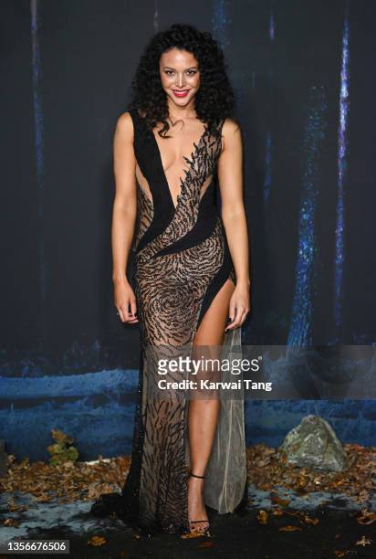 Mecia Simpson attends the World Premiere of "The Witcher: Season 2" at Odeon Luxe Leicester Square on December 01, 2021 in London, England.