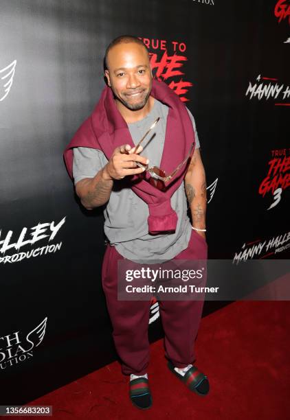 Columbus Short attends a screening of "True to the Game 3" at TCL Chinese Theatre on November 30, 2021 in Hollywood, California.