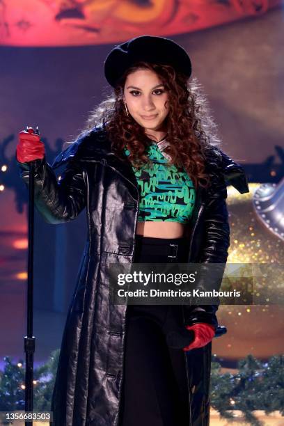 Alessia Cara performs onstage during the Rockefeller Center Christmas Tree Lighting Ceremony on December 01, 2021 in New York City.