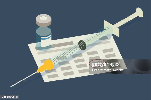 stockillustraties, clipart, cartoons en iconen met vaccine booster illustration - written date