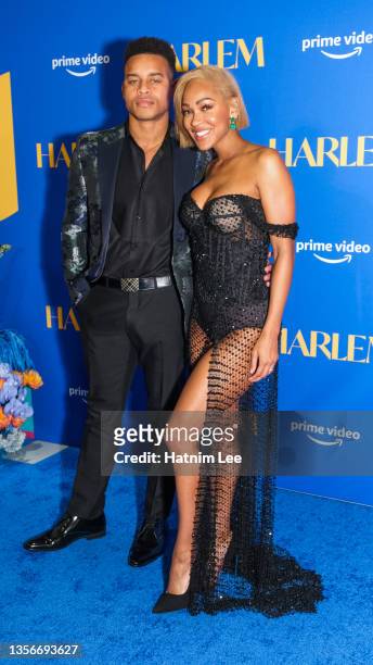 Robert Ri'chard and Meagan Good attends the premiere of Amazon's "Harlem" series at AMC Magic Johnson Harlem on December 01, 2021 in New York City.