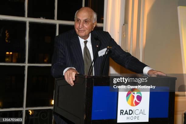 Ken Langone speaks onstage at an evening of RADical Hope: Strengthening Connections and Building Resilience in Young Lives at The Union League Club...