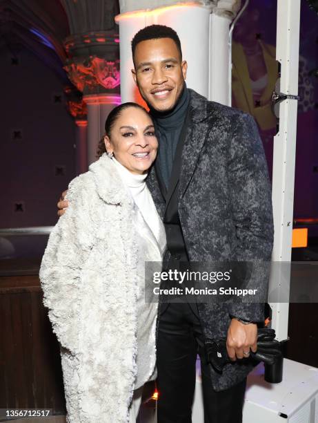 Jasmine Guy and Trai Byers attend Prime Video's "Harlem" After Party at Harlem Parish on December 01, 2021 in New York City.