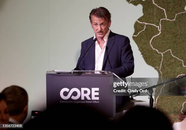 Host and CORE co-founder Sean Penn speaks onstage during CORE Miami: a special evening to benefit CORE's Crisis Response Programs in Latin America,...