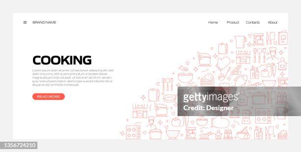 cooking related pattern design web banner - cafe in department store stock illustrations