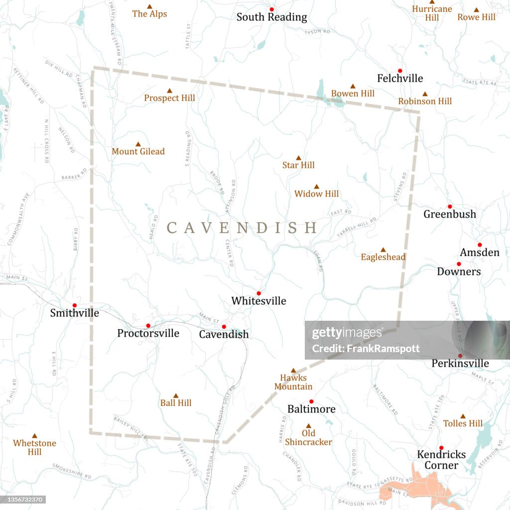 VT Windsor Cavendish Vector Road Map