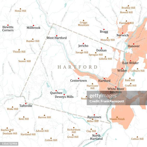 vt windsor hartford vector road map - hanover new hampshire stock illustrations