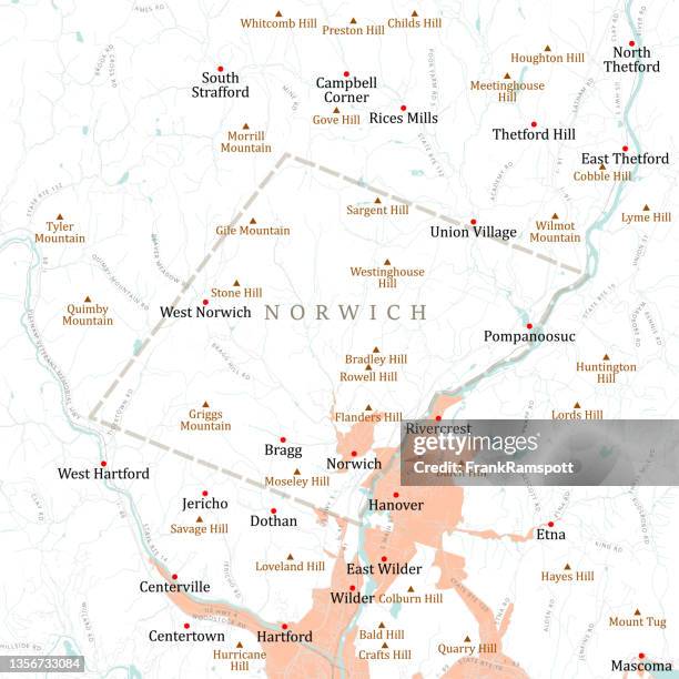 vt windsor norwich vector road map - hanover new hampshire stock illustrations