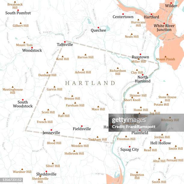 vt windsor hartland vector road map - woodstock vermont stock illustrations