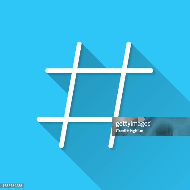 ilustrações de stock, clip art, desenhos animados e ícones de hashtag. icon on blue background - flat design with long shadow - hashtag