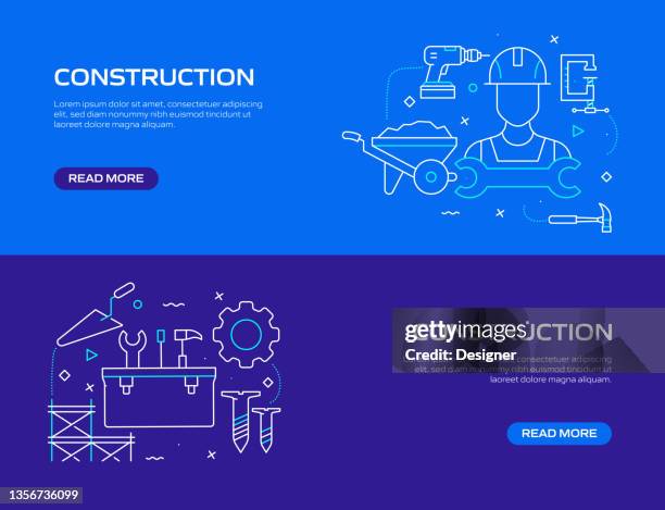 construction industry related modern line style vector illustration - electrical contractor stock illustrations