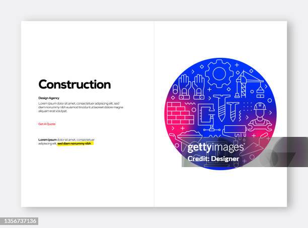 construction industry related modern line style vector illustration - electrical contractor stock illustrations