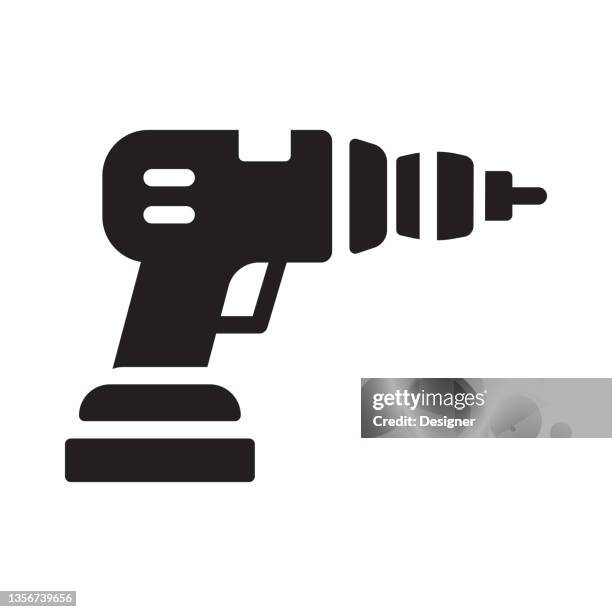 drill icon, vector symbol illustration. - electrical contractor working stock illustrations