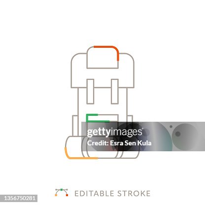 Backpack Multicolor Line Icon with Editable Stroke Backpack Multicolor Line Icon with Editable Stroke