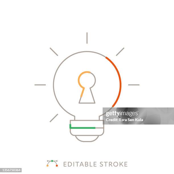 key idea multicolor line icon with editable stroke - light through keyhole stock illustrations