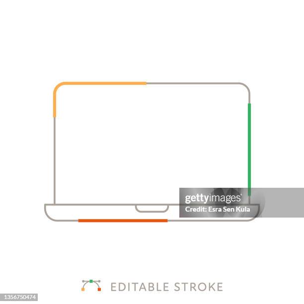 laptop computer multicolor line icon with editable stroke - click icon editable stock illustrations