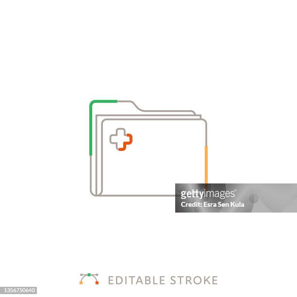 patient record folder multicolor line icon with editable stroke - the x files stock illustrations