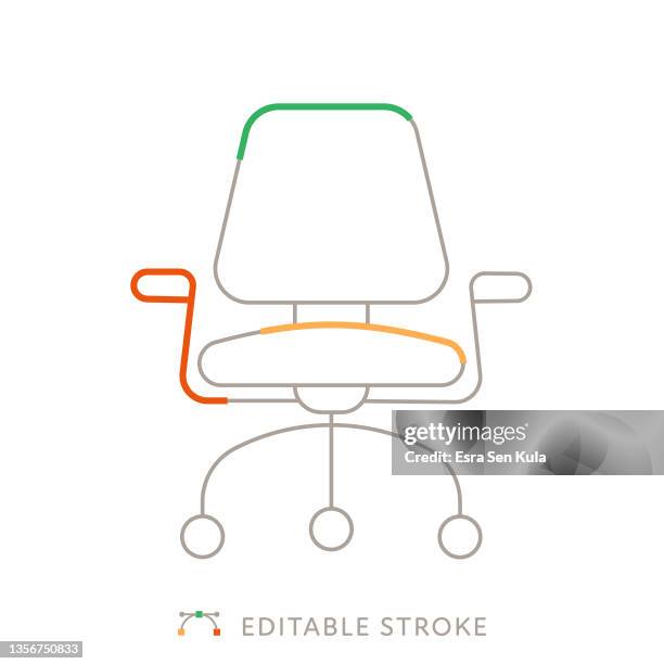 office armchair multicolor line icon with editable stroke - adjustable chair stock illustrations