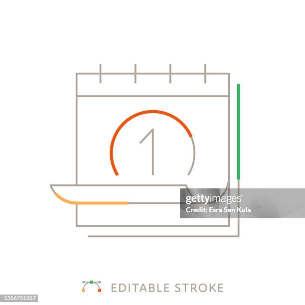 ilustrações, clipart, desenhos animados e ícones de ícone da linha multicoloria do calendário com traçado editável - intervalo evento