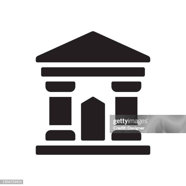 museum icon, vector symbol illustration. - road side view stock illustrations