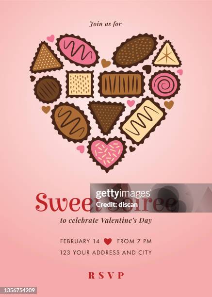 valentine's day party invitation template. - dessert buffet stock illustrations