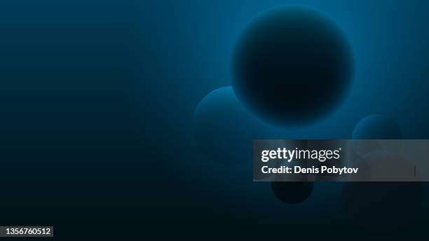 ilustrações de stock, clip art, desenhos animados e ícones de 3d geometric banner composition - dark dimly lit spheres. - brightly lit