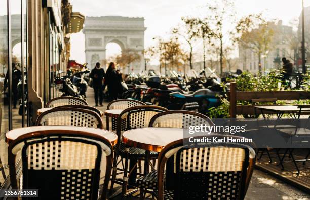 a daytime outdoor view of a paris cafe - stock photo - paris bildbanksfoton och bilder