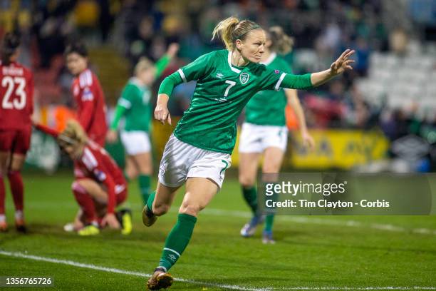 November 30: Diane Caldwell of Republic of Ireland celebrates after a goal from Megan Connolly of Republic of Ireland during the Republic of Ireland...