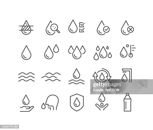 ilustraciones, imágenes clip art, dibujos animados e iconos de stock de iconos de agua - serie classic line - plástico