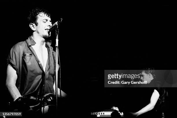 British Punk musician Joe Strummer , of the group the Clash, plays guitar as he performs onstage at the Capitol Theatre, Passaic, New Jersey, March...