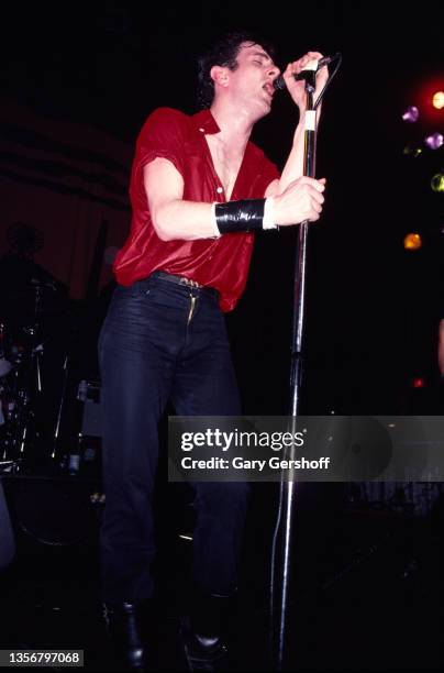 British Punk musician Joe Strummer , of the group the Clash, performs onstage at the Capitol Theatre, Passaic, New Jersey, March 8, 1980.