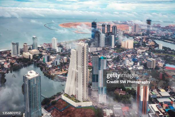 drone view of colombo city and the port city, sri lanka - srilanka city road stock pictures, royalty-free photos & images