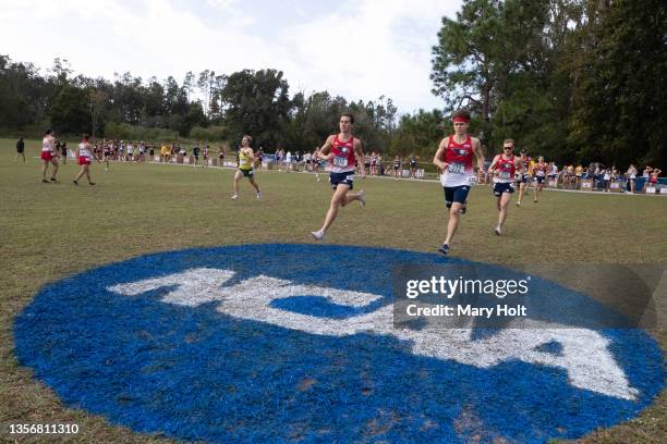 Athletes warm up during the Division II Men’s and Women’s Cross Country Championship held at the Abbey Course on November 20, 2021 in Saint Leo,...