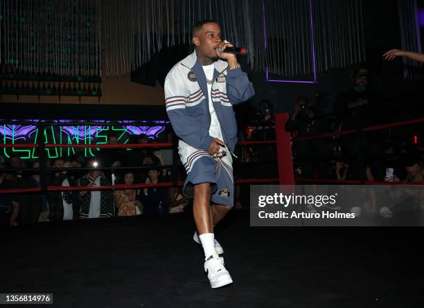 Tory Lanez performs at "Genesis" The First Ever NFT Minting And Landmark Sports Event Hosted By Quavo From Migos, Paige Vanzant, Mike Chandler & Eric...