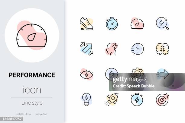 performance, thin line vector icon set. - sprint icon stock illustrations