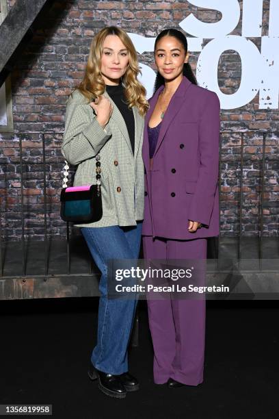 Joy Esther and Aurélie Konaté attend the "West Side Story" - Paris Gala Screening at Le Grand Rex on December 02, 2021 in Paris, France.