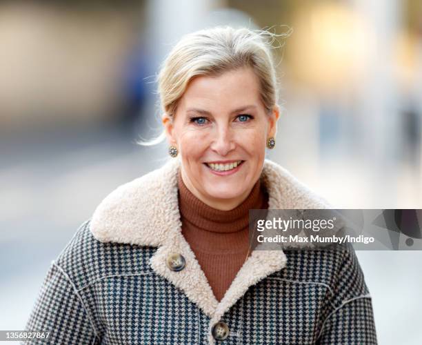 Sophie, Countess of Wessex departs after visiting The Lighthouse on December 2, 2021 in Woking, England. The Lighthouse is a community hub, located...