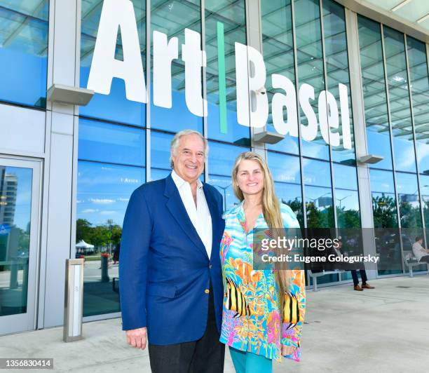 Stewart Lane and Bonnie Comley attend the Art Basel Opens At Miami Art Week on December 02, 2021 in Miami, Florida.