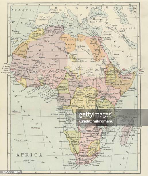 old map of the continent of africa - africa maps stock pictures, royalty-free photos & images