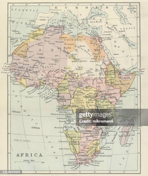 old map of the continent of africa - africa maps bildbanksfoton och bilder